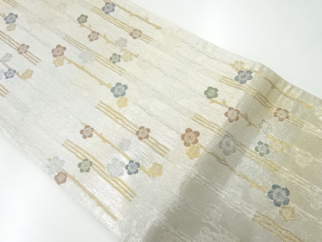 JAPANESE KIMONO / VINTAGE FUKURO OBI / SILK / MATELASSE / WOVEN UME